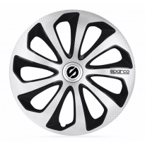 Juego De Tapacubos Sparco Wheels Sicilia 14-Pulgadas Silver/Negro/Carbono Sparco Wheels